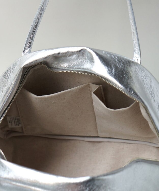 FOLNA RD ホイルレザーボストンバッグ Mサイズ シルバー