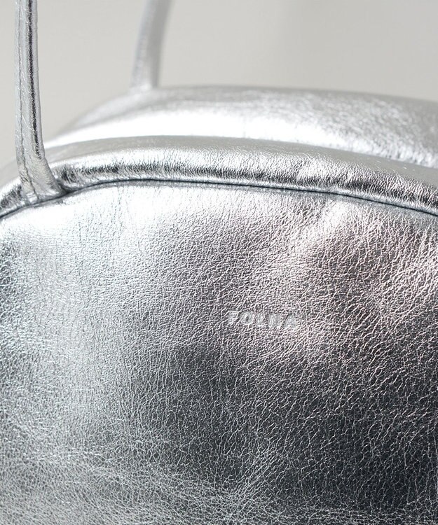 FOLNA RD ホイルレザーボストンバッグ Mサイズ シルバー