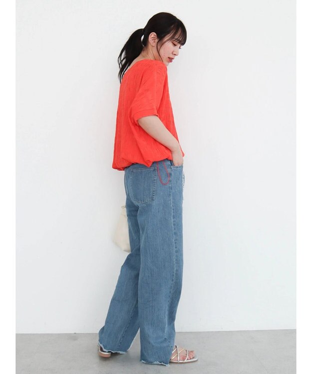 Green Parks ドロスト表面感プルオーバー Orange