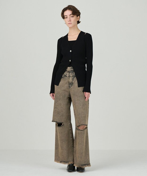 GRACE CONTINENTAL リブニットベスト ブラック