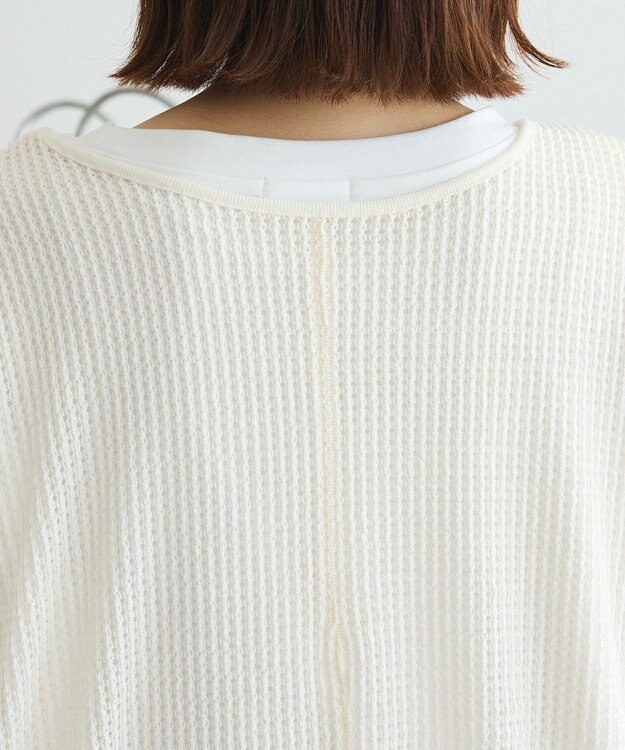 Green Parks メッシュ長袖ゆるカットプルオーバー Ecru