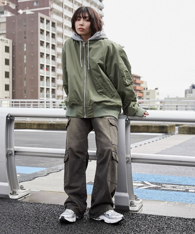 WEGO 【ユニセックス着用ITEM】パテッドフードMA－1 カーキ