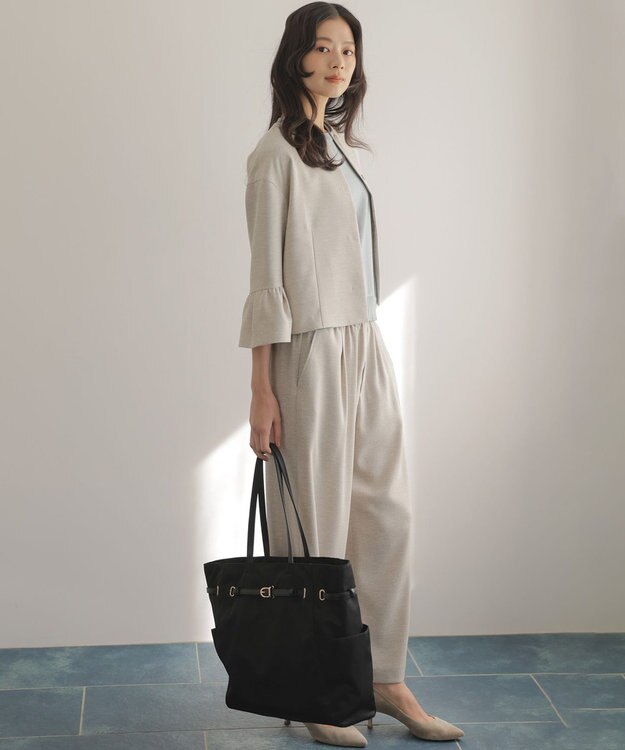 組曲 S 【先行予約・WEB限定】ライトリネンライクノーカラー ジャケット ベージュ系