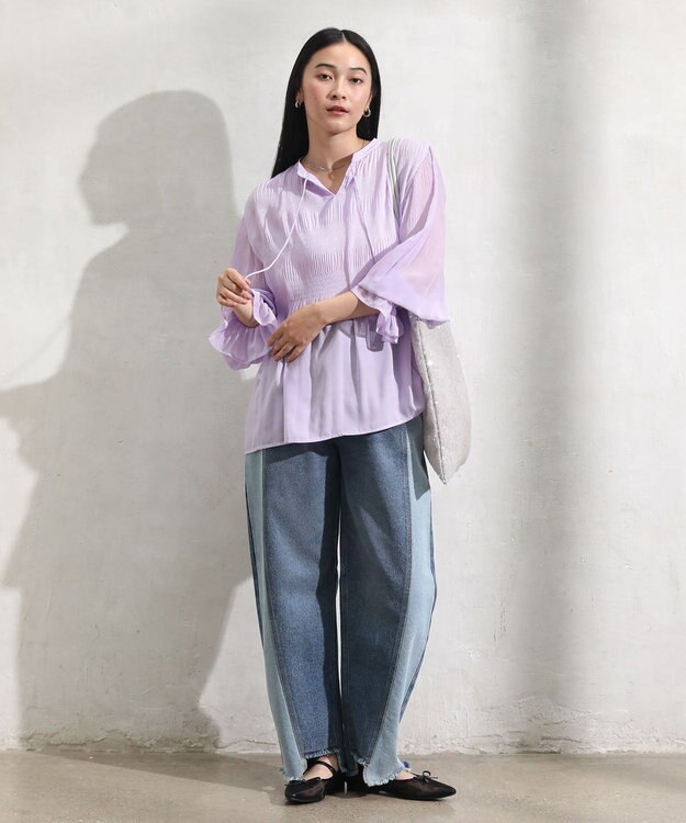 Green Parks 切り替えカーウ゛ィーデニムパンツ Indigo