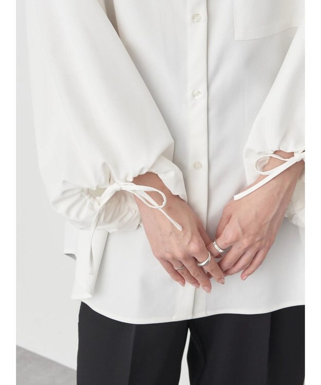 earth music&ecology リボンポイントシャツチュニック Off White