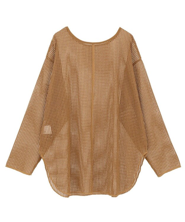 Green Parks メッシュ長袖ゆるカットプルオーバー Mustard