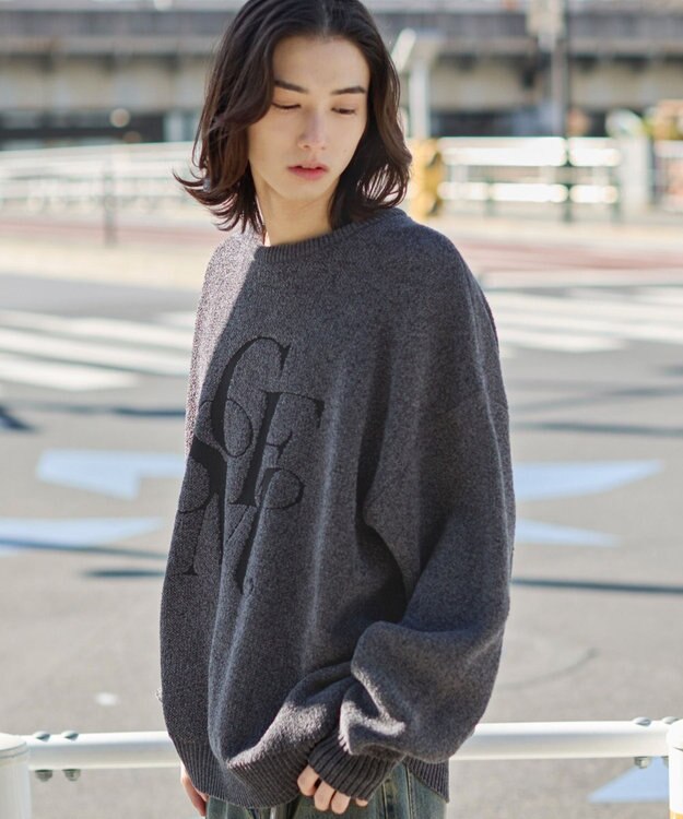 WEGO 【ユニセックス着用ITEM】ベロアモールグラフィックプルオーバー スミクロ