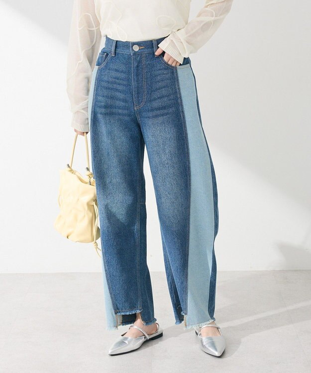 Green Parks 切り替えカーウ゛ィーデニムパンツ Indigo