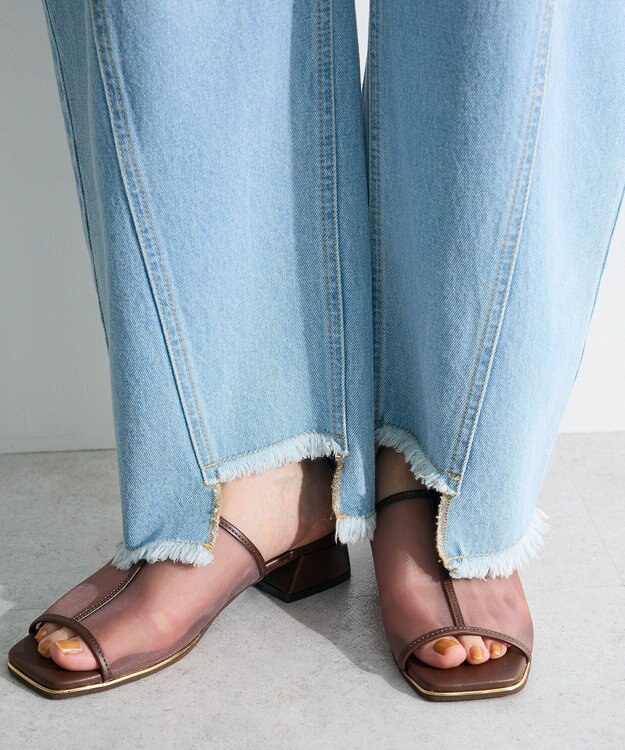 Green Parks 切り替えカーウ゛ィーデニムパンツ Light Indigo