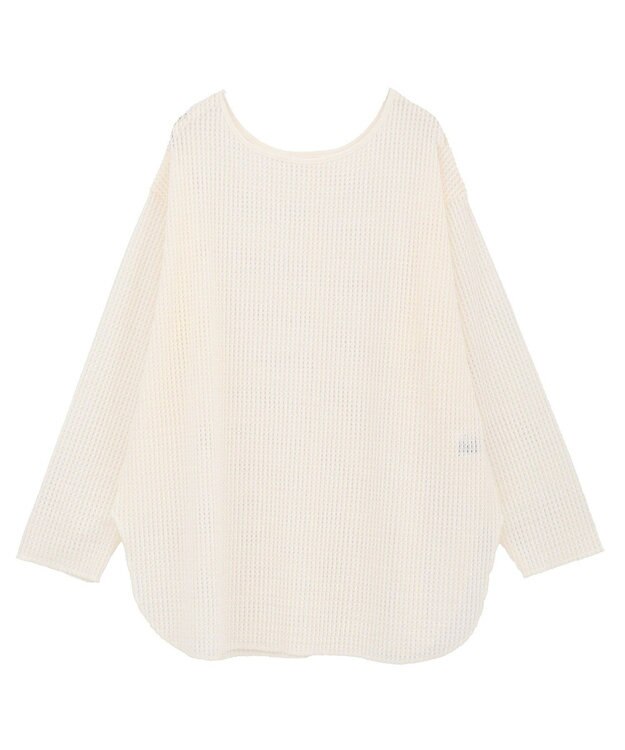 Green Parks メッシュ長袖ゆるカットプルオーバー Ecru