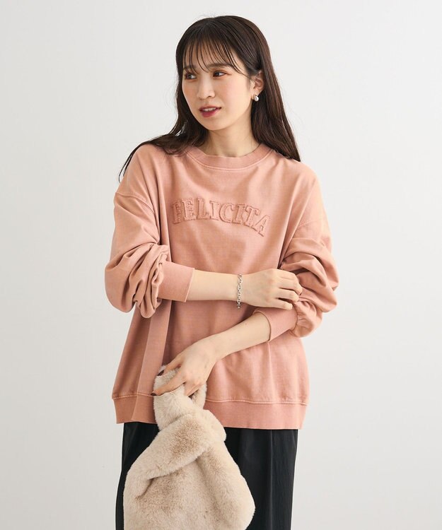 Green Parks ピグメントロゴ刺繍裏毛プルオーバー Pink