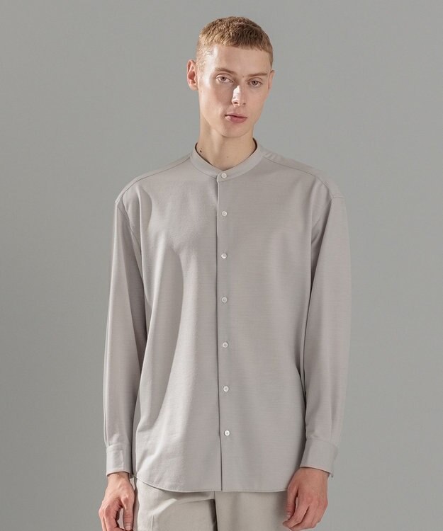 JOSEPH HOMME ウールツイストジャージー　バンドカラーシャツ アイボリー系