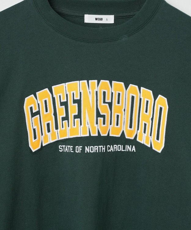 WEGO ヘビーウエイト刺繍グラフィックロンT ダークグリーン