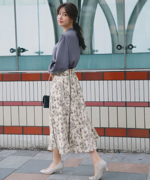 ANY SIS 【全方位 好印象】ラメフェザーニット×フラワースカート セット アイボリー