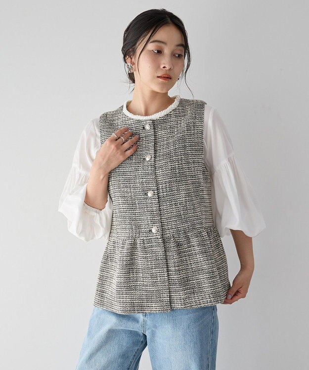 YECCA VECCA ブレードトリミングブラウス White