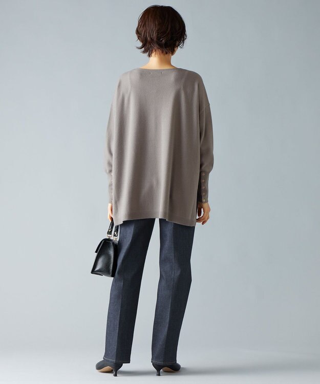 自由区 S 【洗える】ソフトウールハイゲージポンチョ風 ニット ベージュ系