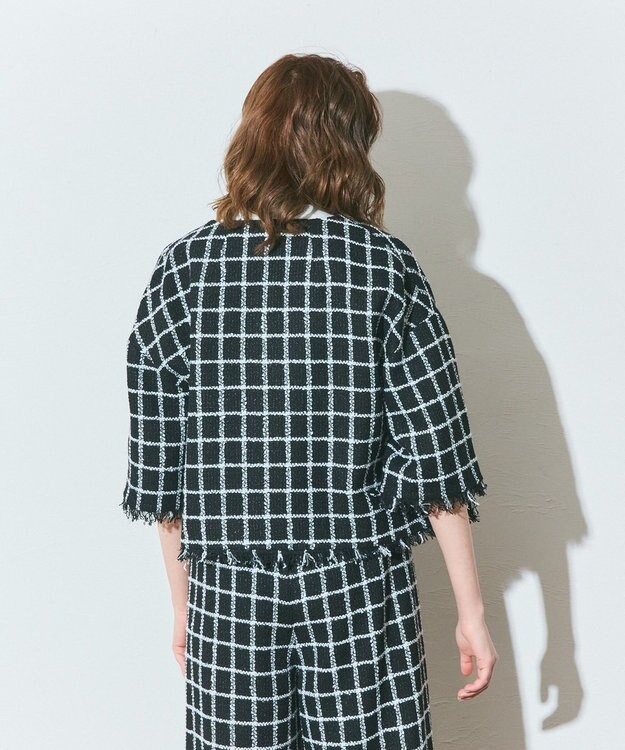 GRACE CONTINENTAL ハーフスリーブツイードジャケット ブラック