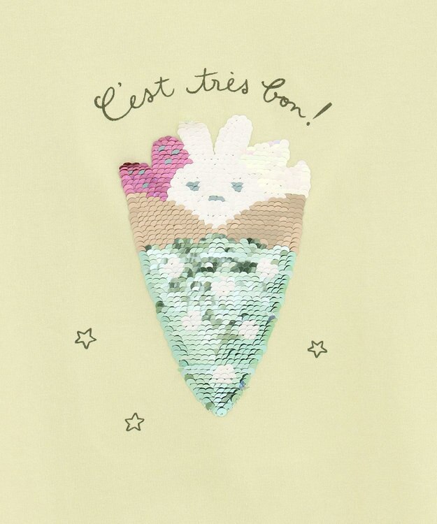 ANY KIDS ミラクルスパンコール 半袖 Tシャツ ライム×クレープ