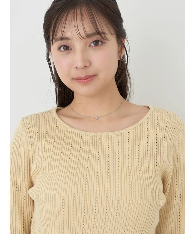 earth music&ecology ランダムリブパールニットプルオーバー Yellow