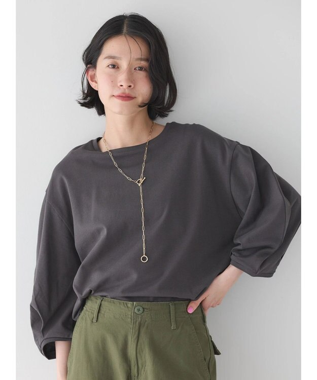 AMERICAN HOLIC ＵＶカット７分袖タックプルオーバー Charcoal Gray