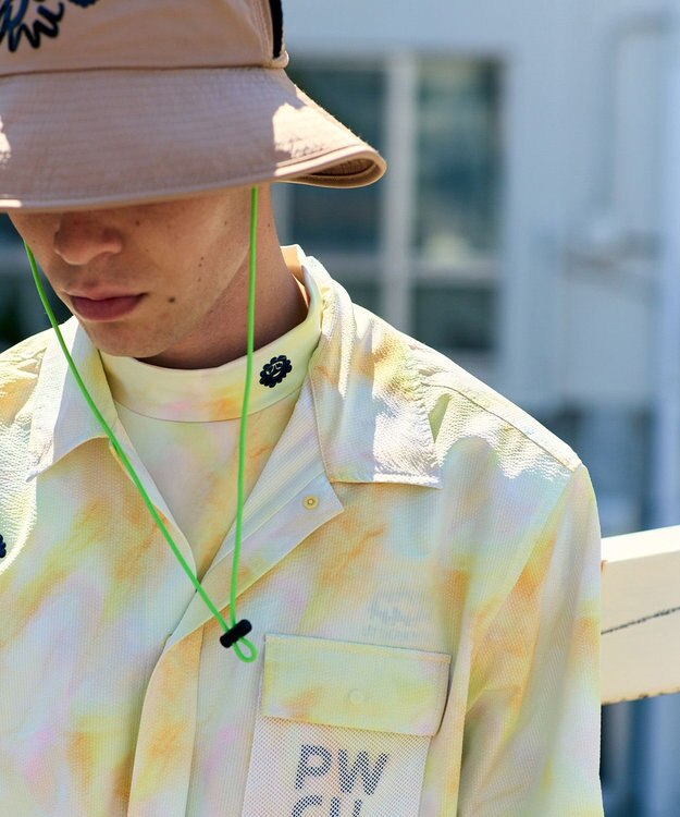 PW CIRCULUS 【MEN】タイダイ柄 メッシュポケットシャツ ゴルフ イエロー系5