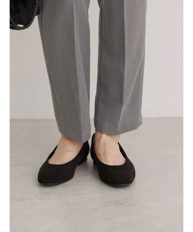 AMERICAN HOLIC 【整履き】スクエアトゥスェードフラットシューズ Black