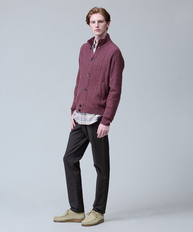 J.PRESS MEN ウール×カシミヤの上質素材【Cash Lamb's Wool】ハイネックケーブル カーディガン_25年モデル ブラウン系