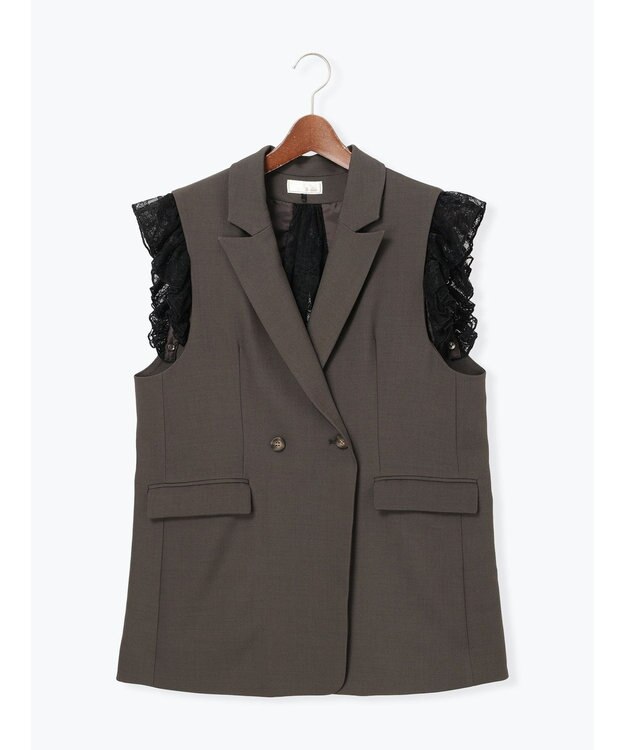 Te chichi レースドッキングテーラードジレ ダークブラウン