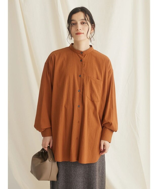 CRAFT STANDARD BOUTIQUE レーヨンデシンバンドカラーシャツ Orange