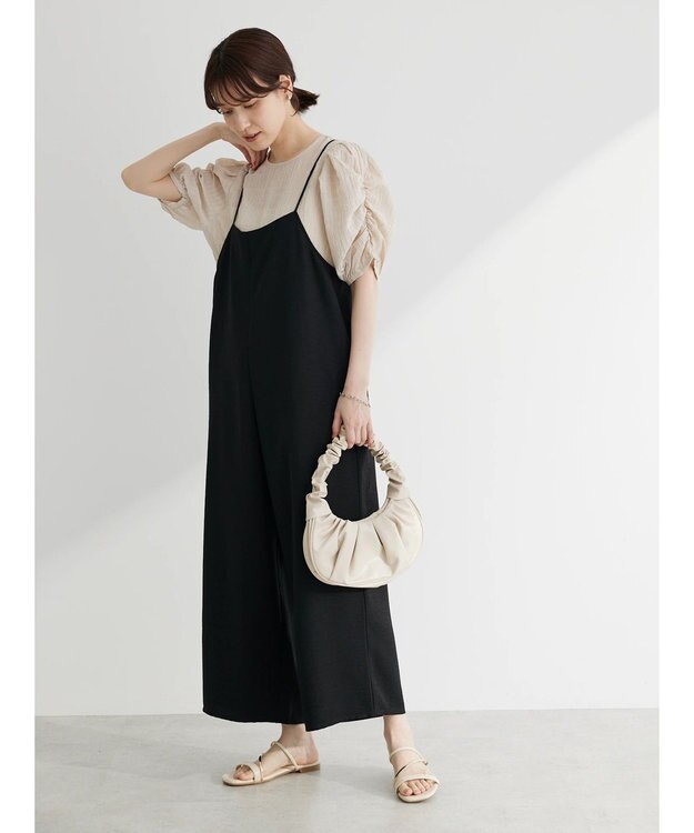 Green Parks 細ひもゆったりサロペット Black