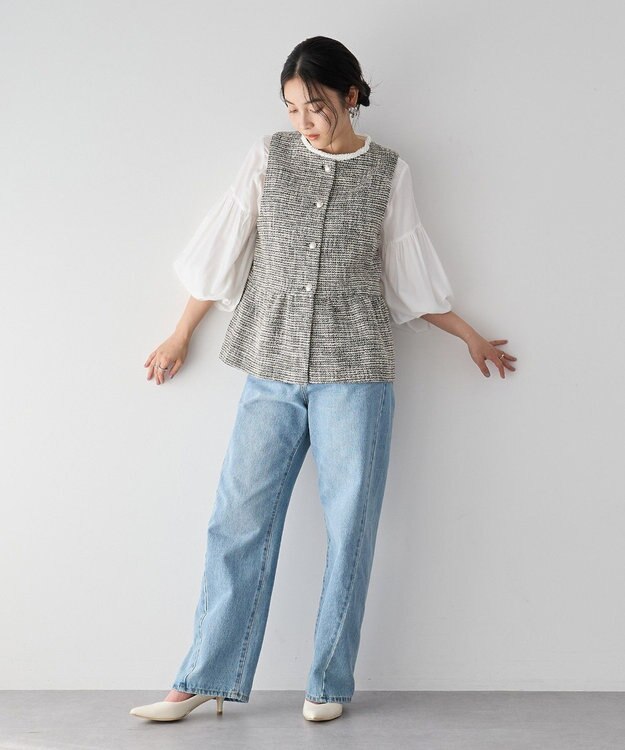 YECCA VECCA ブレードトリミングブラウス White