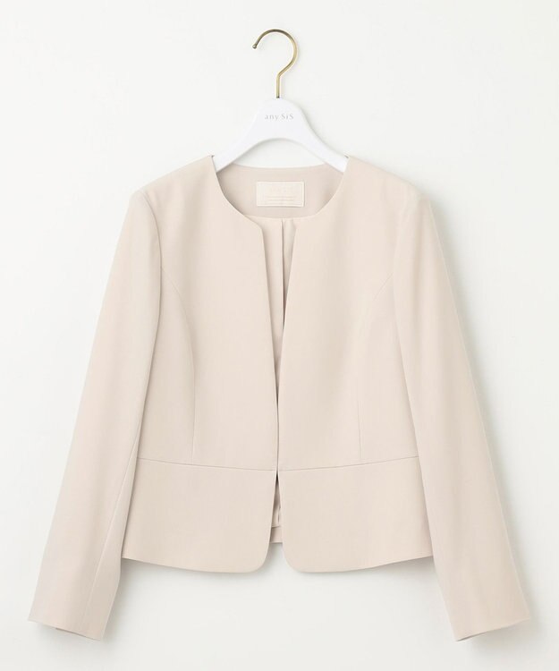 ANY SIS 【セットアップ可】セレモニーダブルクロス ノーカラージャケット ライトベージュ