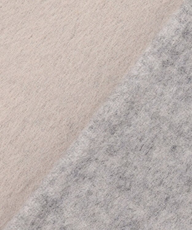 J.PRESS LADIES ウールナイロンリバー フード付き コート ライトグレー×ベージュ系