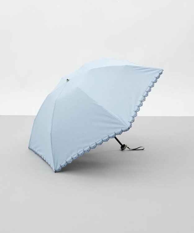 AURORA 【 BLAO（ブラオ）】サマーシールド ボーラー刺しゅう晴雨兼用傘(折りたたみ傘) サックス