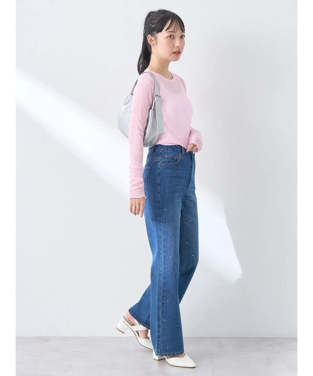 earth music&ecology シアーリブロゴ刺繍プルオーバー Light Pink