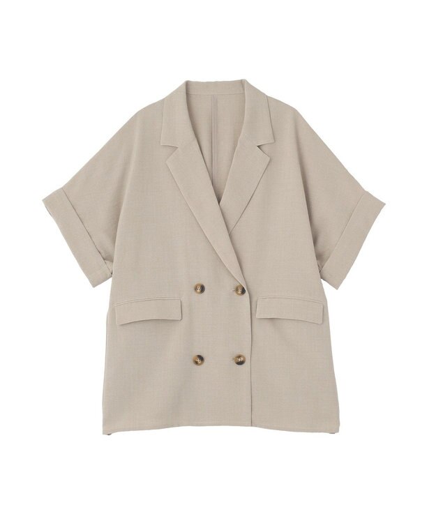 AMERICAN HOLIC 【先行予約】【イージーケア】リネンライク半袖ジャケット Gray Beige