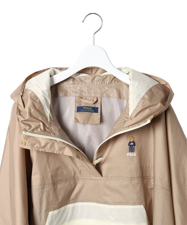 MOONBAT POLO RALPH LAUREN レインポンチョ 透湿撥水 カラーブロック 収納袋付き ベージュ