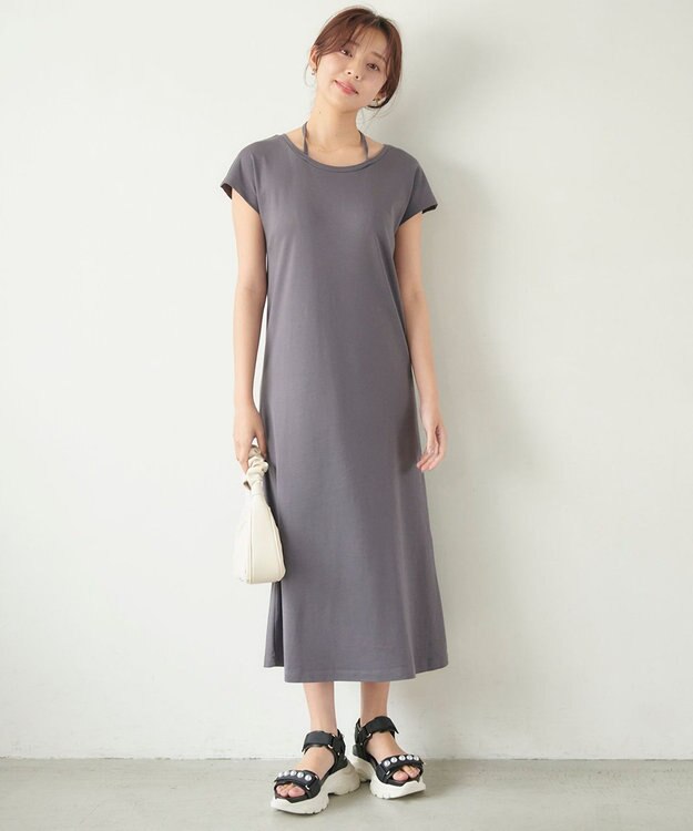 Feroux 【セットアイテム】カットレイヤード ワンピース グレー系
