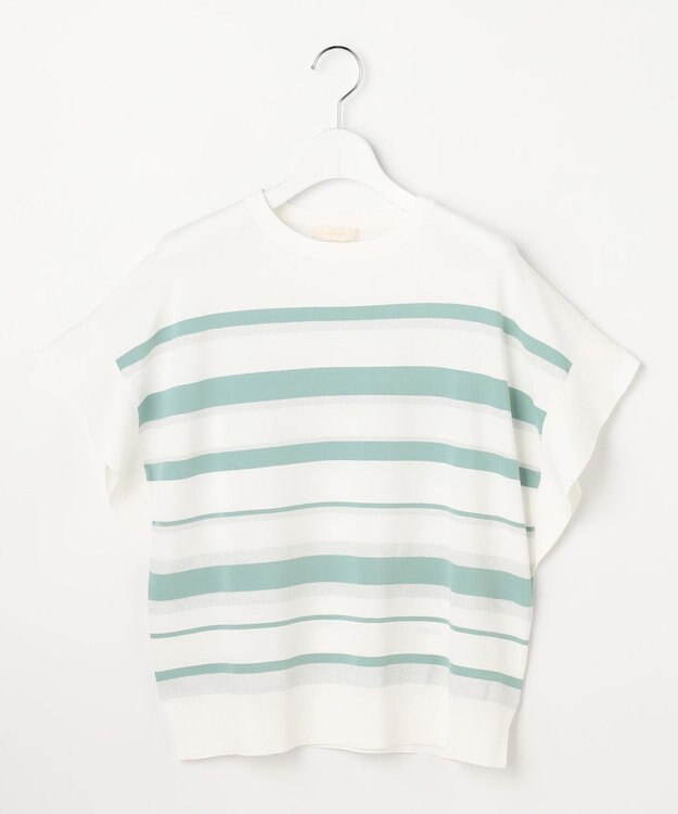 ANY SIS 【アイスタッチ】フレンチスリーブ ニット オフベース×ミント