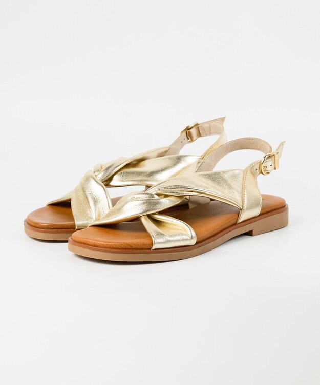 BONTRE 【BONTRE/ボントレ】ツイストローヒールサンダル/42751-VS ゴールド