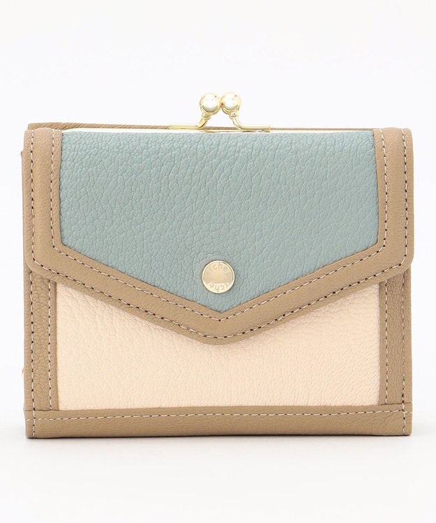 UNBILLION ペルケ perche トリミング配色外ガマ二つ折り財布 ミックスブルー