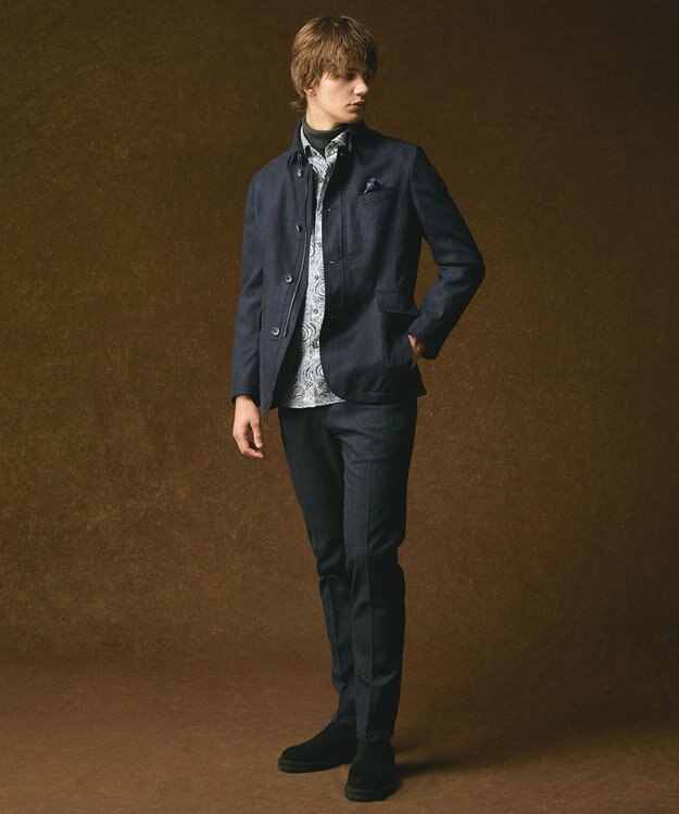 JOSEPH ABBOUD 【軽量/スウェードタッチ】ライトスウェードジャケット ネイビー系