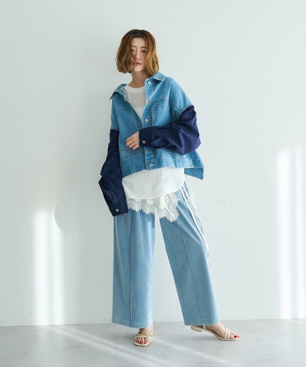 YECCA VECCA [2SET]レイヤードワイドパンツ Blue