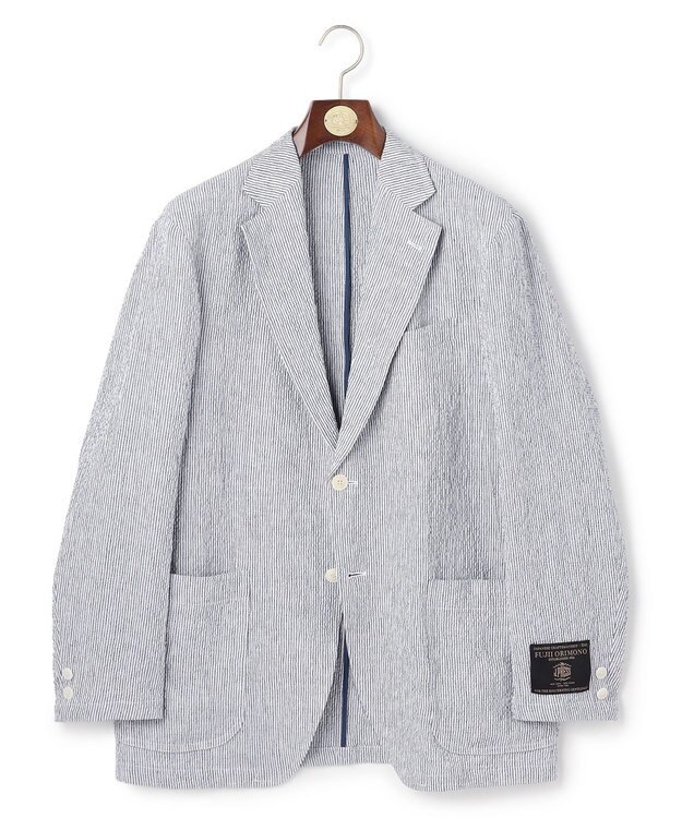 J.PRESS MEN 【SHACKET】ストレッチリネンサッカー ジャケット ネイビー系1