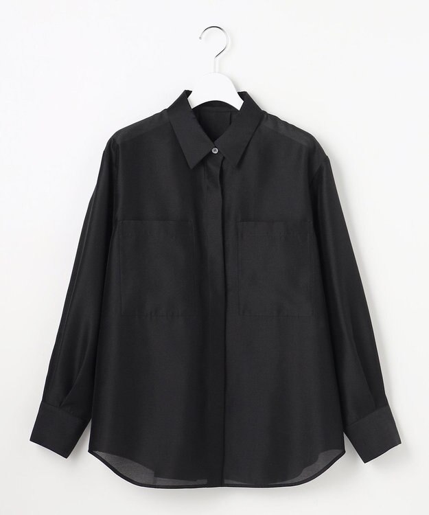 自由区 L シャイニーオーガンジーシアー シャツ ブラック