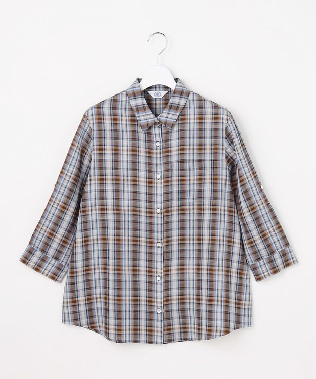 J.PRESS LADIES S 【一枚で着映え】リネンVisマドラス チェック シャツ ブラウス ブラウンチェック系