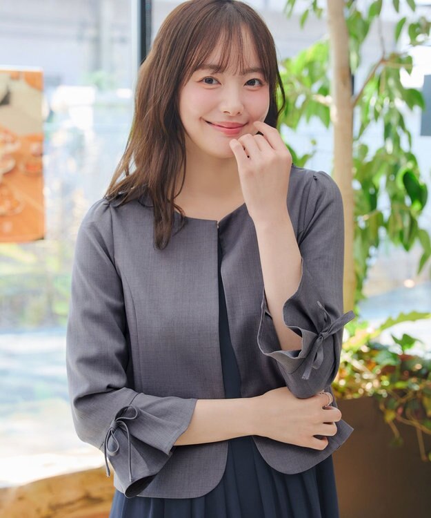 Tiaclasse リボン袖ジャレロ チャコールグレー