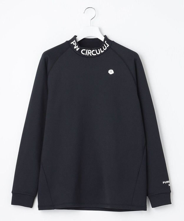 PW CIRCULUS 【MEN】【ストレッチ/軽量】バックロゴ 長袖 モックネック シャツ ネイビー系