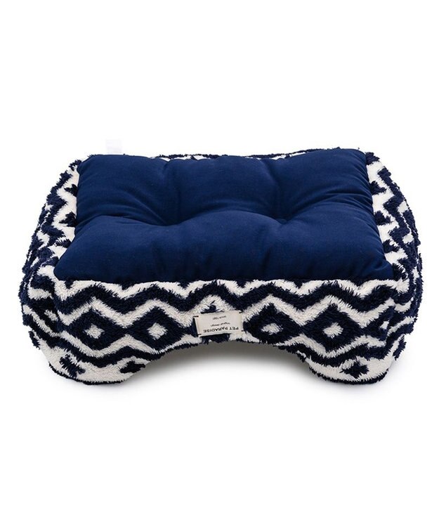 PET PARADISE ペットパラダイス 四角 カドラー 《カントリー柄》 Ｍ ホワイト×ネイビー