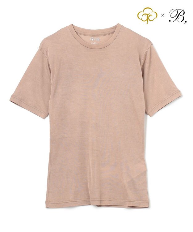 BEIGE， Washable Silk / Short Sleeve T ショートスリーブ T シャツ Taupe